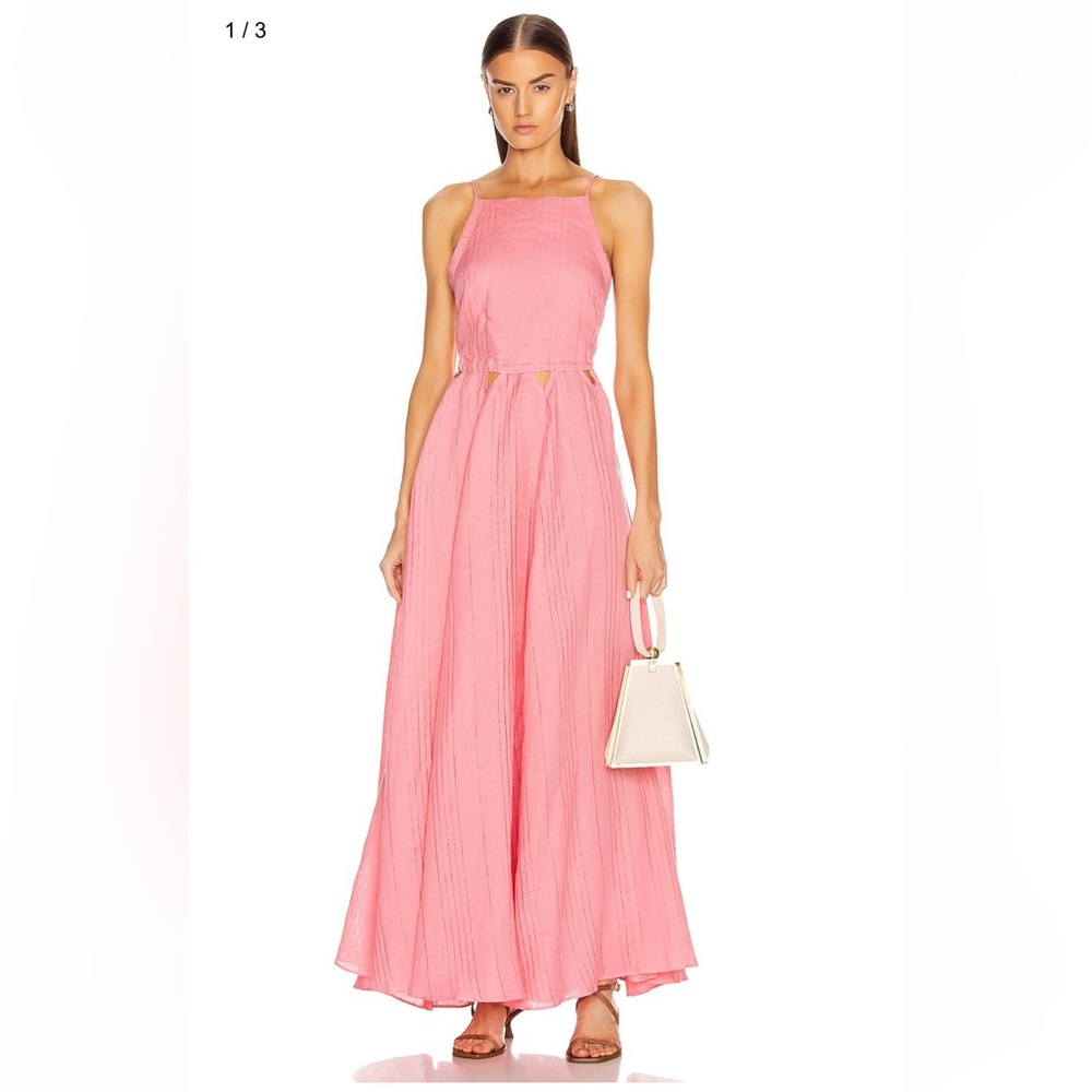 Cult Gaia pink linen maxi Bella dress